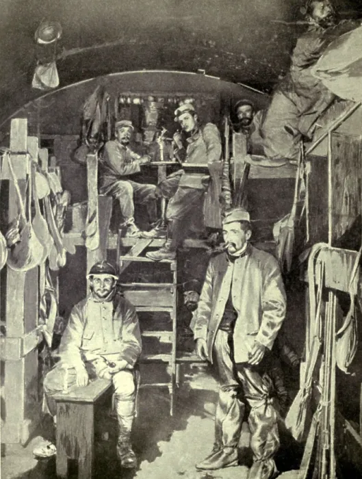 Framed Print : World War 1: Battle of Verdun. French Soldiers in a bunked sleeping-cabin in Vaux Fort. The French recaptured the fort from the Germans on Nov