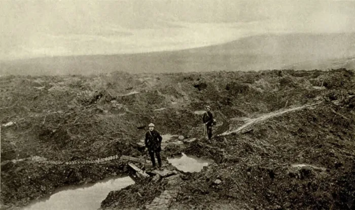 Framed Print : World War 1: Battle of Verdun. Two French soldiers in the pulverized landscape of Fort Douaumont. The Fort was shelled before the German capture on Feb Framed Print : World War 1: Battle of Verdun. Two French soldiers in the pulverized landscape of Fort Douaumont. The Fort was shelled before the German capture on Feb