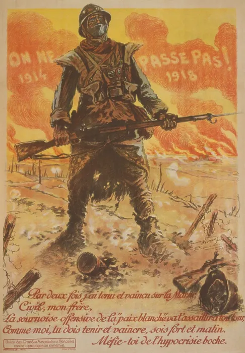 Framed Print : World War 1: Battle of Verdun. On ne passe pas, translated as they shall not pass became the battle cry of the French at Verdun