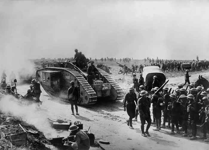 Framed Print : World War 1. British forces in Bapaume, France, site of a battle from August 21 through Sept. 3, 1918
