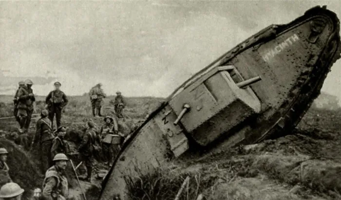 Framed Print : World War 1. British Tanks on the Western Front. A tank named Hyacinth stuck after falling into the second trench system of the Hindenburg Line. Ca. 1917. (BSLOC_2013_1_151) Framed Print : World War 1. British Tanks on the Western Front. A tank named Hyacinth stuck after falling into the second trench system of the Hindenburg Line. Ca. 1917. (BSLOC_2013_1_151)