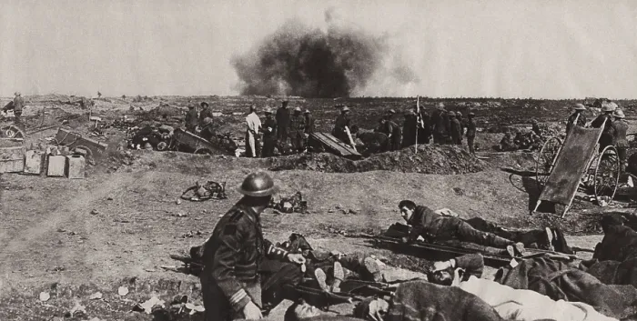 Framed Print : World War 1. The bursting of a Jack Johnson 40 cm shell just beyond a Canadian field dressing station on the Western Front Framed Print : World War 1. The bursting of a Jack Johnson 40 cm shell just beyond a Canadian field dressing station on the Western Front
