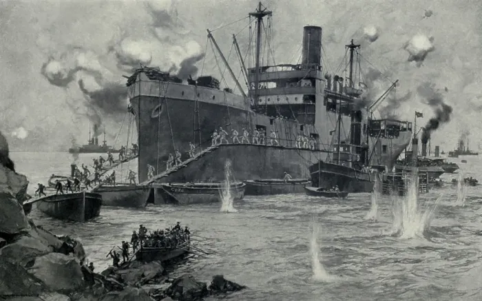 Framed Print : World War 1. The costly British invasion from the River Clyde at Seddul Bahr, Gallipoli