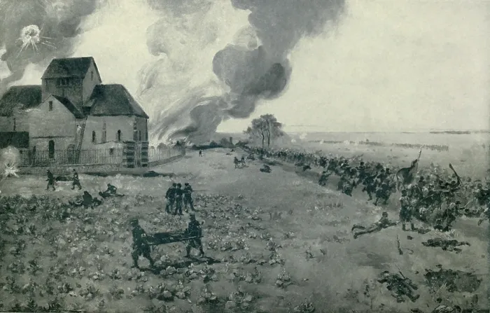 Framed Print : World War 1. French and German troops fight on the height above Lenharee, before the Battle of the Marne Framed Print : World War 1. French and German troops fight on the height above Lenharee, before the Battle of the Marne