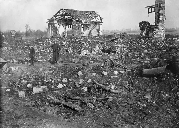 Framed Print : World War 1. French soldiers stand in ruins of a town in the Aisne Department in Northern France. Aisne suffered through three separate Battles of Aisne in 1914, 1917, and 1918 Framed Print : World War 1. French soldiers stand in ruins of a town in the Aisne Department in Northern France. Aisne suffered through three separate Battles of Aisne in 1914, 1917, and 1918