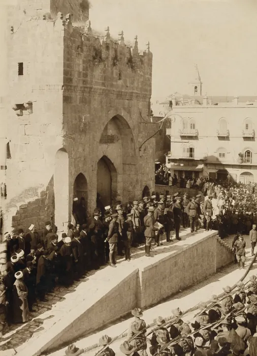 Framed Print : World War 1 in the Middle East. General Allenbys Proclamation of Martial Law in Jerusalem being read in English at the Tower of David in Jerusalem. Dec. 11, 1917 (BSLOC_2013_1_72)