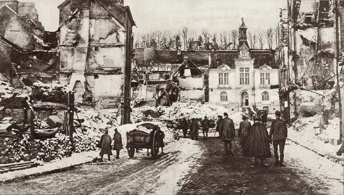 Framed Print : World War 1. The ruins of Chateau-Thierry, France, a center of fighting in June-July 1918 Framed Print : World War 1. The ruins of Chateau-Thierry, France, a center of fighting in June-July 1918