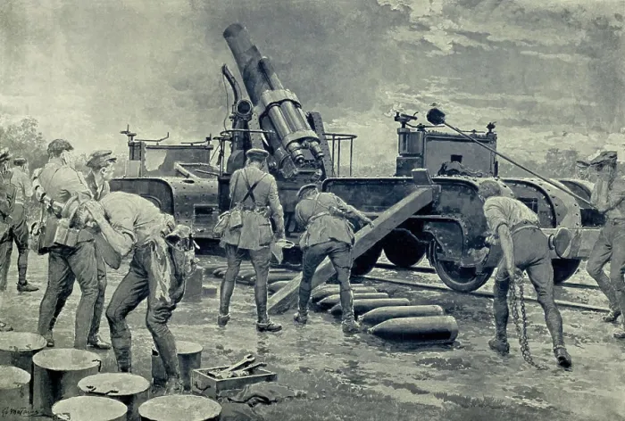 Framed Print : World War 1. Somme Offensive. British heavy Howitzer shelling German positions during the last week of June 1916 before the Battle of the Somme Framed Print : World War 1. Somme Offensive. British heavy Howitzer shelling German positions during the last week of June 1916 before the Battle of the Somme