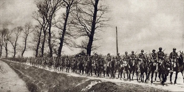 Framed Print : World War 1. Squadron of Belgian cavalry riding to join the final Allied Offensive to push the retreating Germans from the Belgium seacoast. Sept. 1918 (BSLOC_2013_1_215) Framed Print : World War 1. Squadron of Belgian cavalry riding to join the final Allied Offensive to push the retreating Germans from the Belgium seacoast. Sept. 1918 (BSLOC_2013_1_215)