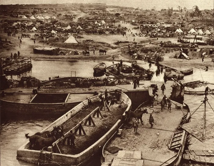 Framed Print : World War 1. Supply ships unloading horses and other supplies after the hard fought British landing on the southern tip of the Gallipoli Peninsula during the Dardanelles campaign Framed Print : World War 1. Supply ships unloading horses and other supplies after the hard fought British landing on the southern tip of the Gallipoli Peninsula during the Dardanelles campaign