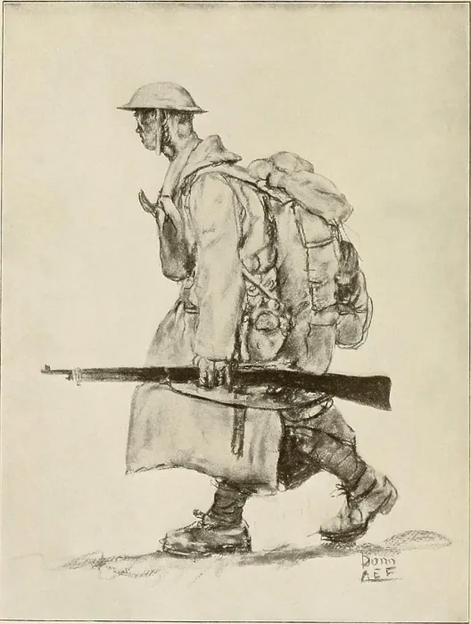 Framed Print : World War 1. United States Army engineer when fully equipped. Ca. 1917. (BSLOC_2013_1_193)