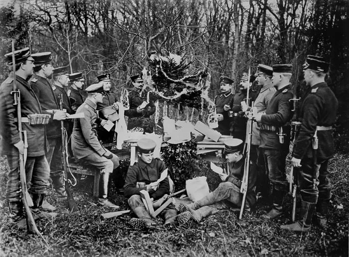 Framed Print : World War I, German soldiers Christmas, circa 1914-1918