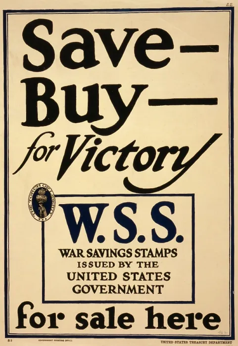 Framed Print : World War I, Poster - Save - Buy - for victory--W.S.S. for sale here War Savings Stamps issued by the United States Government, 1917