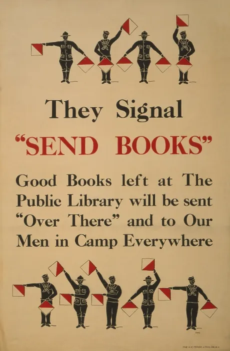 Framed Print : World War I poster showing soldiers and sailors using semaphore to signal with flags Framed Print : World War I poster showing soldiers and sailors using semaphore to signal with flags