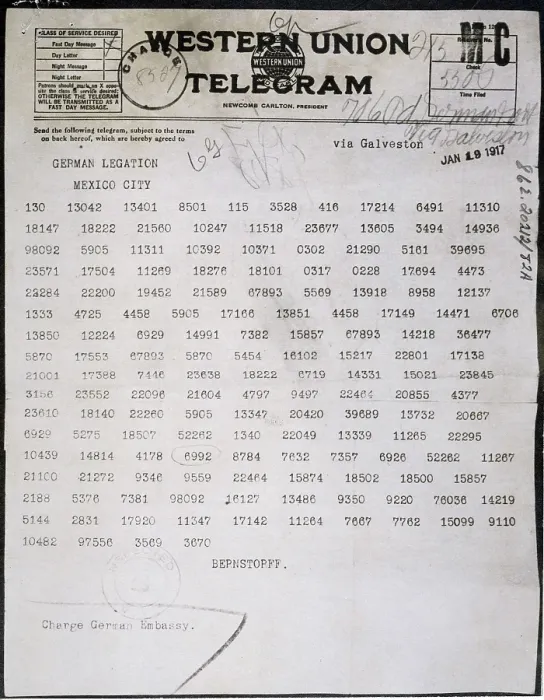 Framed Print : World War I. Zimmermann Telegram