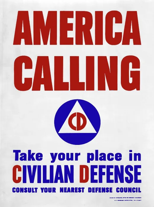 Framed Print : World War II. America calling - Take your place in civilian defense Color poster, 1941