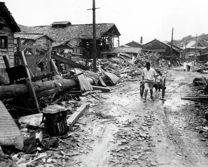 Framed Print : World War II, Atomic bombing aftermath in suburb four miles outside of center of Nagasaki, Japan, September 13, 1945. Courtesy: CSU Archives / Everett Collection Framed Print : World War II, Atomic bombing aftermath in suburb four miles outside of center of Nagasaki, Japan, September 13, 1945. Courtesy: CSU Archives / Everett Collection