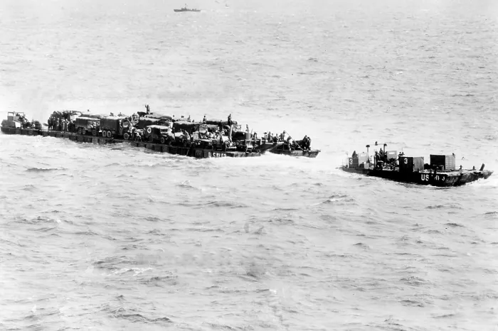 Framed Print : WORLD WAR II, in France, ships have difficulty crossing the English channel on invasion day.. Courtesy: CSU Archives  /  Everett Collection