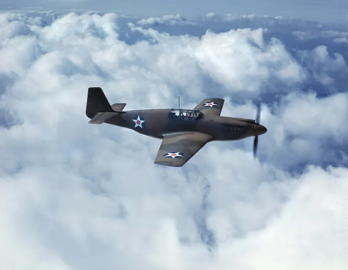 Framed Print : World War II, North American P-51 mustang fighter plane in service with Britain's Royal Air Force, photograph by Mark Sherwood, October, 1942