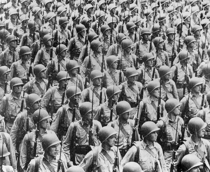 Framed Print : World War II, soldiers lined up, circa 1940-1946 Framed Print : World War II, soldiers lined up, circa 1940-1946