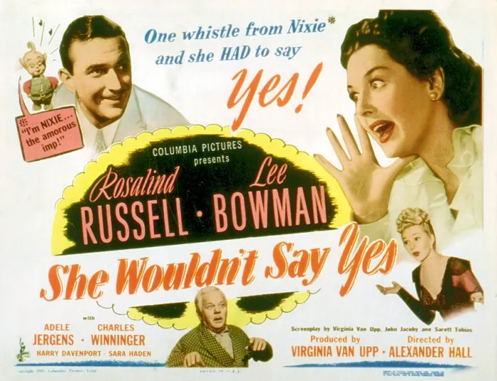 Framed Print : SHE WOULDN'T SAY YES, (clockwise), Lee Bowman, Rosalind Russell, Adele Jergens, Charles Winninger, 1945