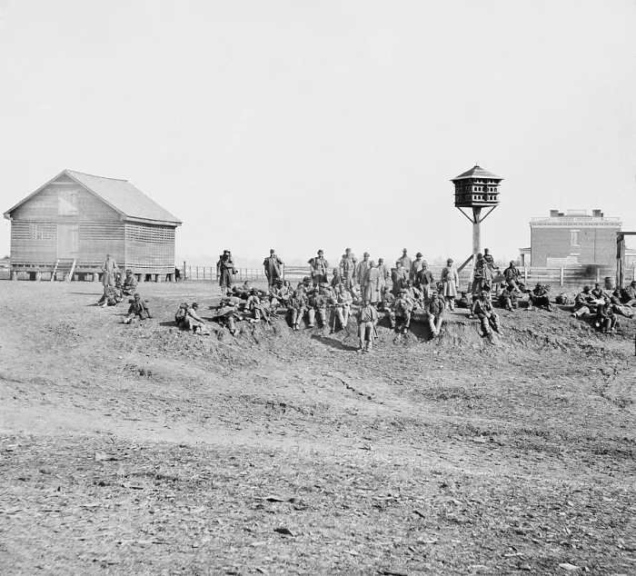 Framed Print : Wounded African-American soldiers with Army of the James, resting at Aiken's Landing, Virginia