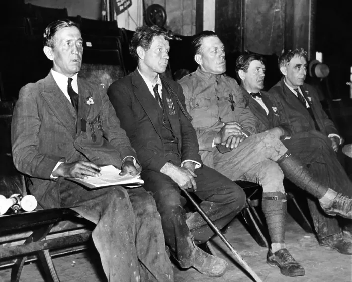Framed Print : Wounded and decorated Veterans at Bonus Army Convention. They are among 1, 200 from the Bonus Camp at Ft. Hunt, Virginia attending the Convention in Washington, D.C. May 16, 1933