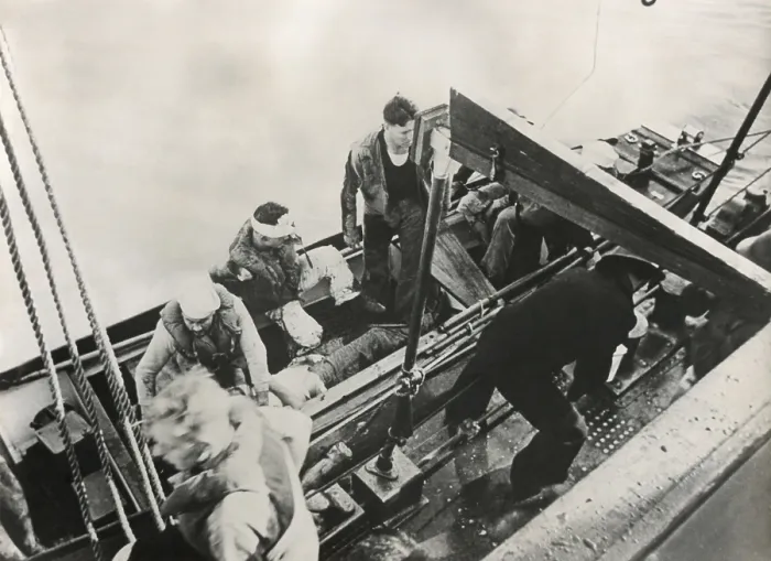 Framed Print : Wounded sailors of the gunboat USS Panay, Dec. 12, 1937. They were attacked by Japanese aircraft while anchored in the Yangtze River outside Nanjing