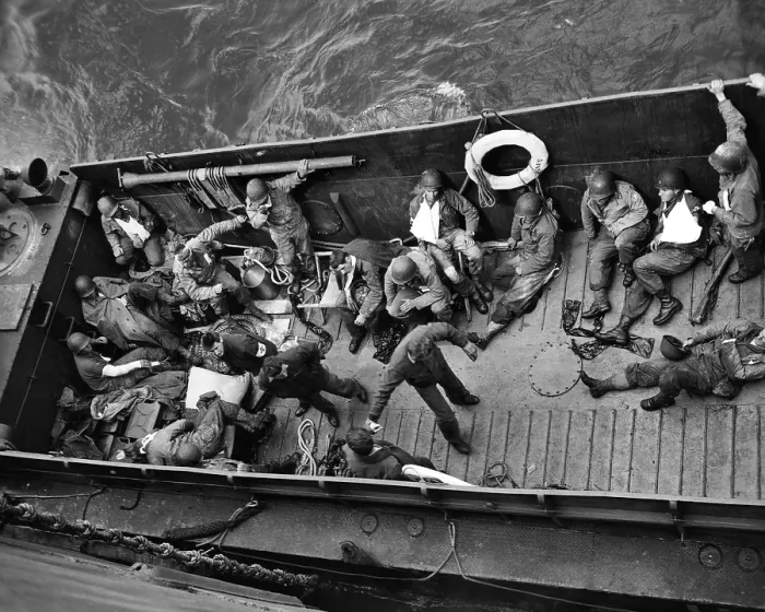 Framed Print : Wounded soldiers in an invasion ambulance on D-Day, Normandy, France, June 6, 1944.. Courtesy: CSU Archives  /  Everett Collection