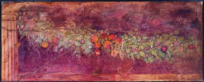 Framed Print : Wreath, by unknown artist, c. 60, 1st Century B.C. ripped fresco, 113 x 270 cm - Italy, Campania, Naples, National Archaeological Museum, Room LXVII, inv. s.n.2