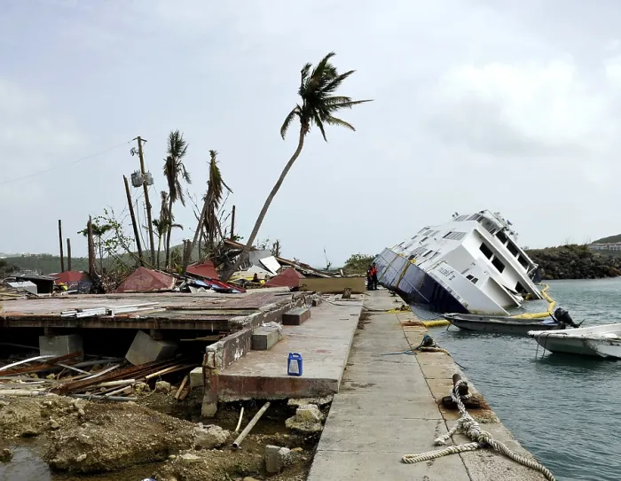 Framed Print : Wreckage in Crown Bay, St. Thomas, US Virgin Islands, Oct. 18, 2017. The island was financially weak before the storms, and struggles to rebuild