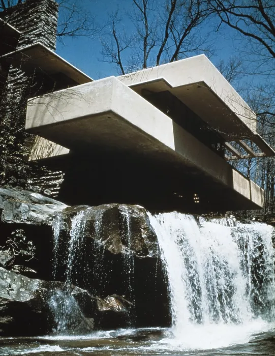 Framed Print : WRIGHT, Frank Lloyd (1869-1959). Kauffman House or (Falling Water). 1936-1937. UNITED STATES OF AMERICA. Bear Run Junction. Fallingwater or Kaufman House. Organic architecture