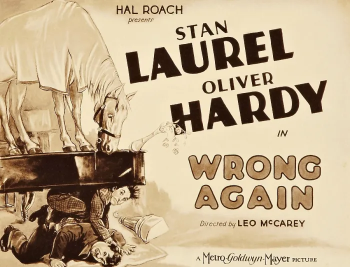 Framed Print : WRONG AGAIN, from top: Stan Laurel, Oliver Hardy on title lobbycard, 1929