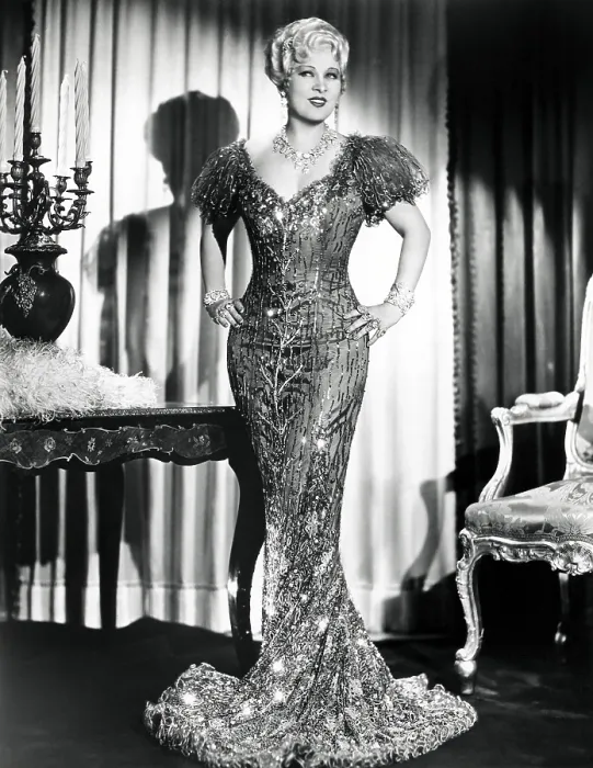Framed Print : SHE DONE HIM WRONG, Mae West (in a gown by Edith Head), 1933