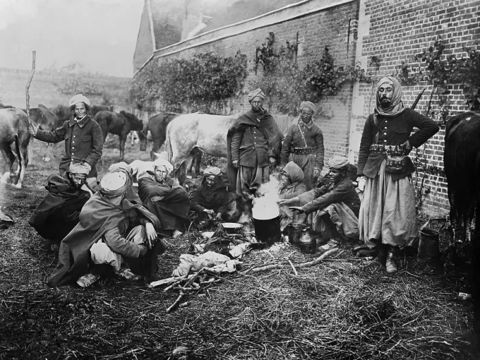 Framed Print : WW1 North African Spahis in camp at Arsy after battle in France in 1914