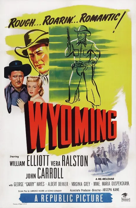 Framed Print : WYOMING, US poster art, top from left: John Carroll, Vera Ralston, Bill Elliott, 1947 Framed Print : WYOMING, US poster art, top from left: John Carroll, Vera Ralston, Bill Elliott, 1947