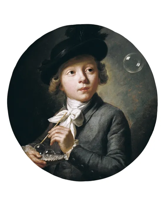 Framed Print : WYRSCH, Johann Melchior Joseph (1732-1798). Soap Bubbles. 1784. Neoclassicism. Oil on canvas. FRANCE. Besanon. Museum of Fine Arts and Archaeology