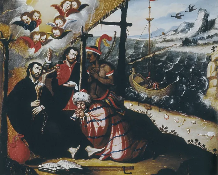Framed Print : Xavier, Saint Francis (1506-1552). Jesuit missionary, co-founder of the order and patron saint of the missions. Anonymous author. Colonial baroque. Oil on canvas
