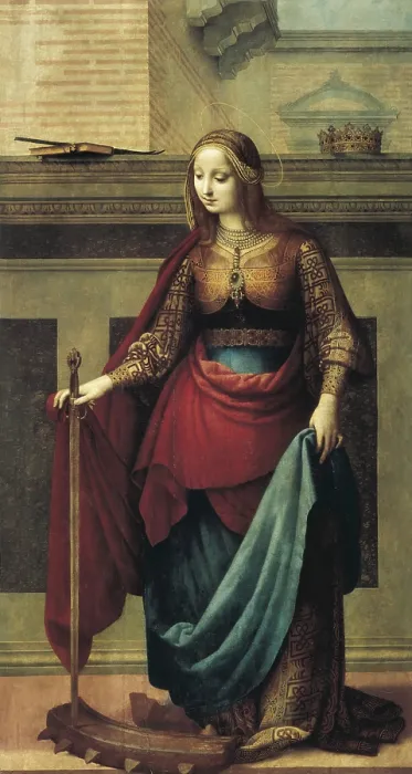 Framed Print : YAnEZ DE LA ALMEDINA, Fernando (1489-1536). Saint Catherine. ca. 1505. Renaissance art. Oil on canvas. SPAIN. Madrid. Prado Museum