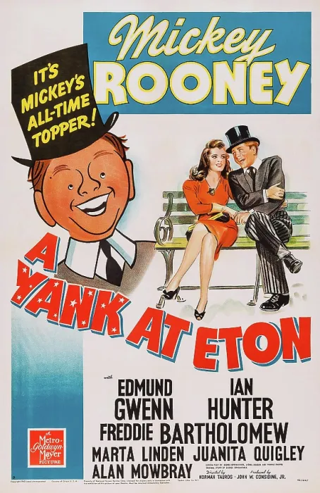 Framed Print : A YANK AT ETON, US poster art, on bench from left: Tina Thayer, Mickey Rooney, 1942 Framed Print : A YANK AT ETON, US poster art, on bench from left: Tina Thayer, Mickey Rooney, 1942