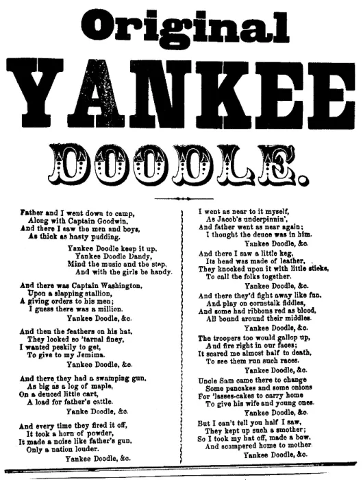 Framed Print : Yankee Doodle, patriotic American song, lyric sheet, circa 1880s