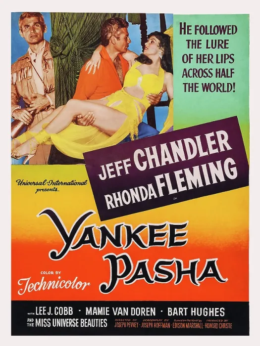 Framed Print : YANKEE PASHA, US poster art, from left: Jeff Chandler, Rhonda Fleming, 1954