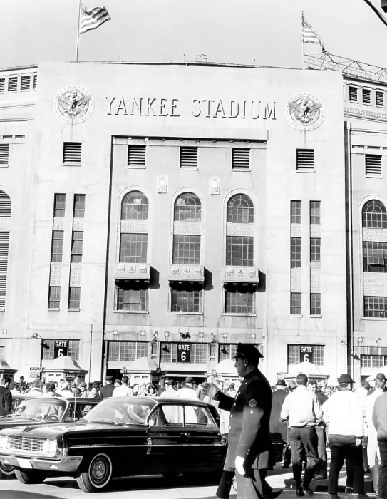Framed Print : Yankee Stadium, fans arrive to watch the game between the New York Giants and the St. Louis Cardinals, New York, November 24, 1963. Courtesy: CSU Archives / Everett Collection