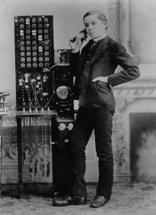 Framed Print : Less than ten years after Alexander Graham Bell's 1876 demonstration of the telephone