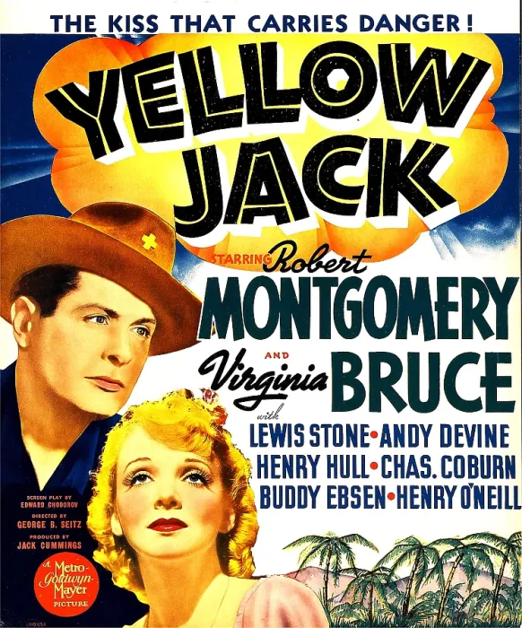 Framed Print : YELLOW JACK, from left: Robert Montgomery, Virginia Bruce on window card, 1938 Framed Print : YELLOW JACK, from left: Robert Montgomery, Virginia Bruce on window card, 1938