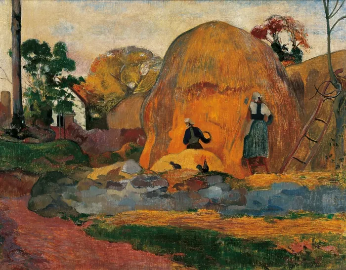 Framed Print : Yellow Sheaves, by Paul Gauguin, 1889, 19th Century, oil on canvas, 73 x 92 cm - France, Paris, Muse d'Orsay. Whole artwork view