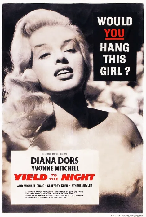 Framed Print : YIELD TO THE NIGHT, (aka BLONDE SINNER), British poster art, Diana Dors, 1956 Framed Print : YIELD TO THE NIGHT, (aka BLONDE SINNER), British poster art, Diana Dors, 1956