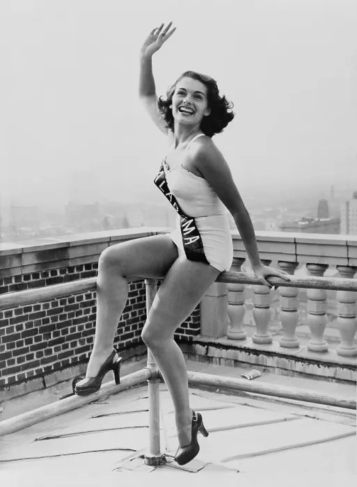 Framed Print : Yolande Betbeze, Alabama's entry won the 1951 Miss America beauty contest. After winning the title she refused to wear a bathing suit at public events