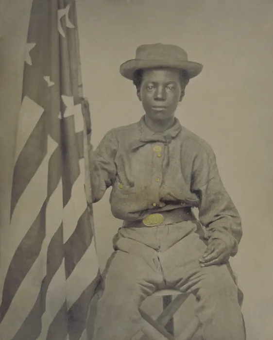 Framed Print : Young African American soldier in Union Navy uniform, during the US Civil War, c. 1863-65 (BSLOC_2018_6_189) Framed Print : Young African American soldier in Union Navy uniform, during the US Civil War, c. 1863-65 (BSLOC_2018_6_189)
