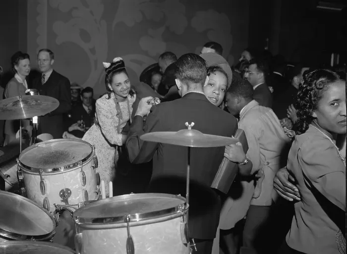 Framed Print : Young African Americans dancing to the live band music in Chicago, 1942